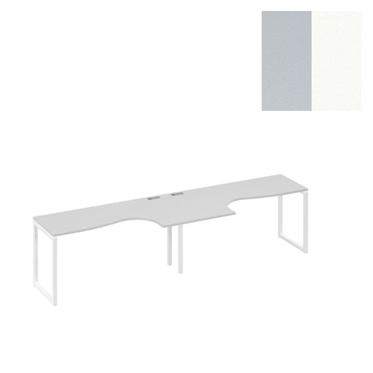 Рабочая станция Юнитекс А4 металлокаркас QUATTRO (2х160) столы Классика А4 Б4 035-2 СЕ (320x90x75) серый/металлокаркас белый
