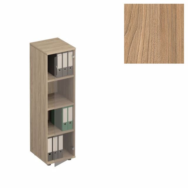 Стеллаж средний узкий со стеклянной дверью Юнитекс Формула (41x45x148) ФР 358 ВЗ вяз светлый