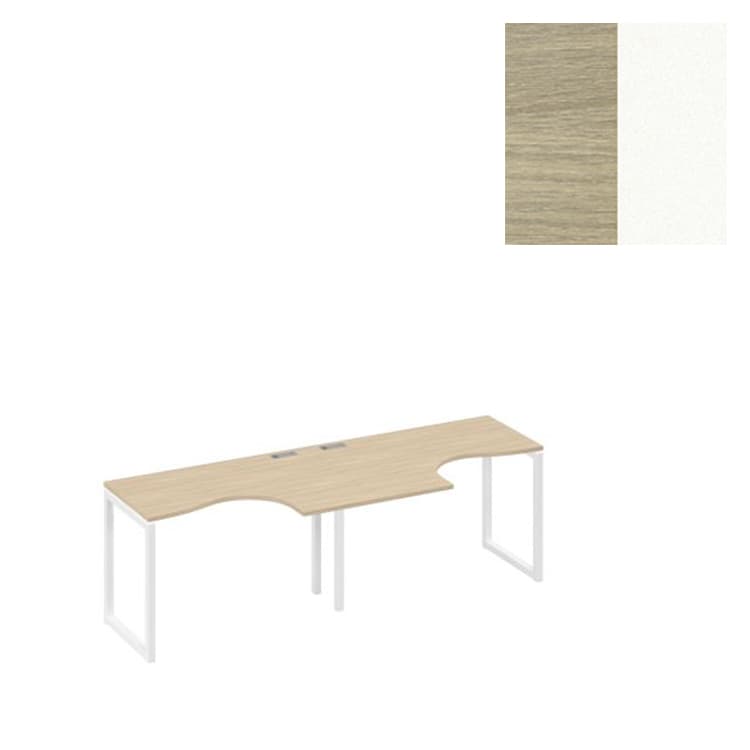 Рабочая станция Юнитекс А4 столы Классика опоры QUATTRO (2х120) А4 Б4 031-2 ДК (240x90x75) дуб скандинавский/металлокаркас белый
