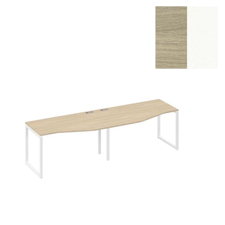 Рабочая станция Юнитекс А4 столы (2х140) Техно эргономичные каркас QUATTRO А4 Б4 063-2 ДК (280x90x75) дуб скандинавский/металлокаркас белый