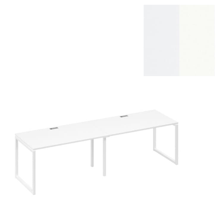 Рабочая станция (2х140) Юнитекс А4 с металлокаркасом QUATTRO А4 Б4 024-2 БП (280x80x75) белый премиум/металлокаркас белый
