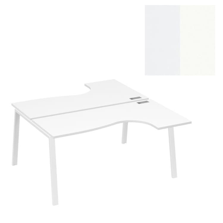 Рабочая станция Юнитекс А4 на опорах TRE (2х160) столы Классика А4 Б3 182 БП (160x184x75) белый премиум/металлокаркас белый