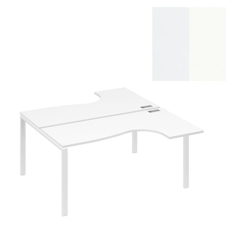 Рабочая станция Юнитекс А4 UNO (2х160) со столами эргономичными А4 Б1 182 БП (160x184x75) белый премиум/металлокаркас белый