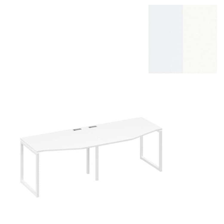 Станция Юнитекс А4 QUATTRO 2х120 столы Техно на металлокаркасе А4 Б4 061-2 БП (240x90x75) белый премиум/металлокаркас белый
