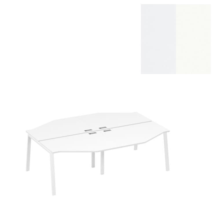 Станция Юнитекс А4 на каркасе TRE столы (4х120) Техно А4 Б3 186-2 БП (240x184x75) белый премиум/металлокаркас белый