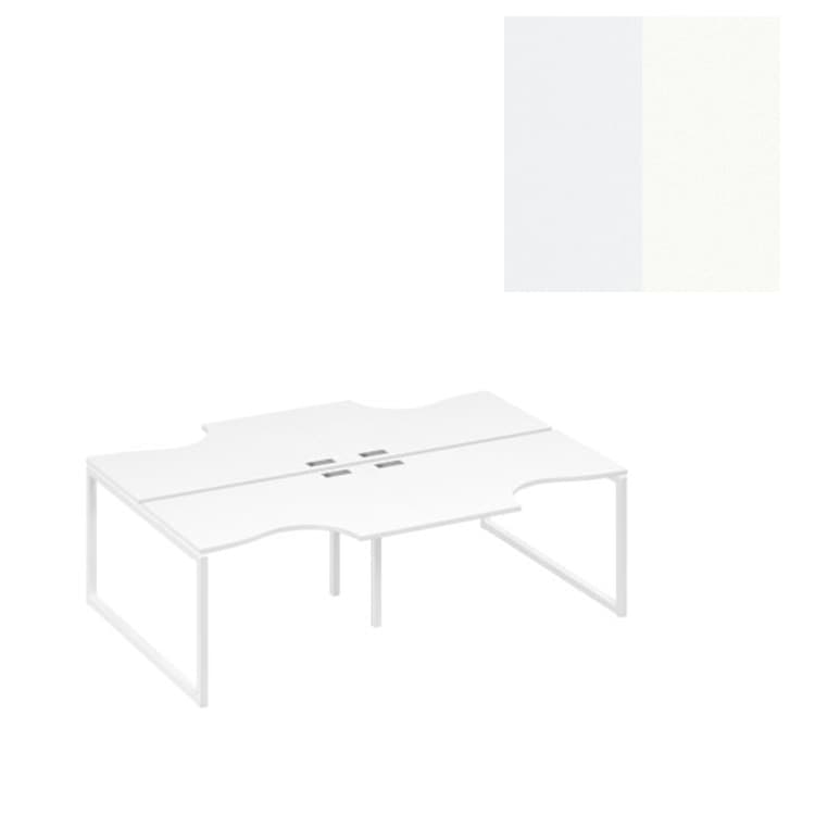 Рабочая станция Юнитекс А4 столы (4х120) Классика опоры QUATTRO А4 Б4 183-2 БП (240x184x75) белый премиум/металлокаркас белый