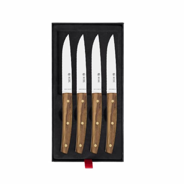 Набор ножей ICEL для стейка 4 предмета, ручки из оливы с латунными заклепками 43700.ST06000.004