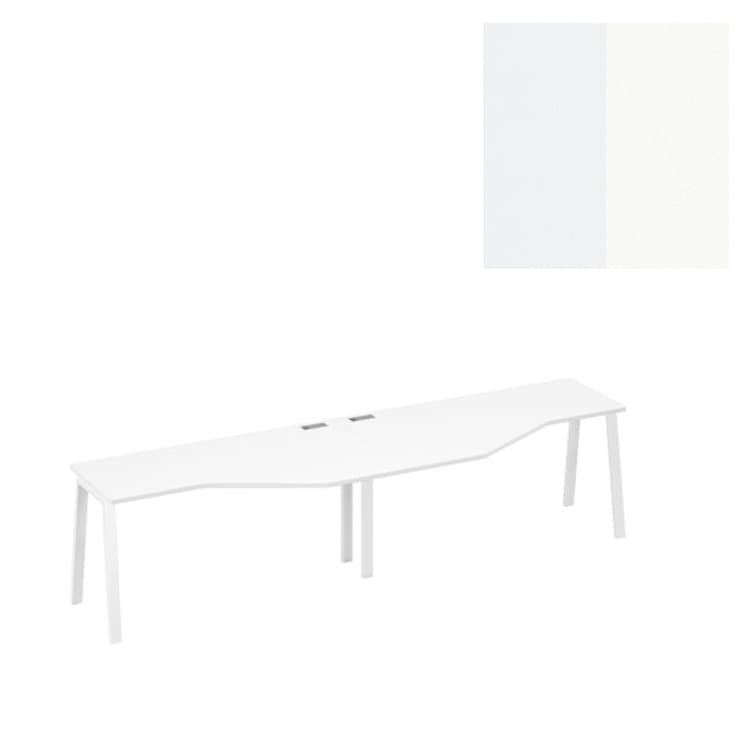 Рабочая станция Юнитекс А4 каркас TRE со столами Техно (2х160) А4 Б3 055-2 БП (320x90x75) белый премиум/металлокаркас белый