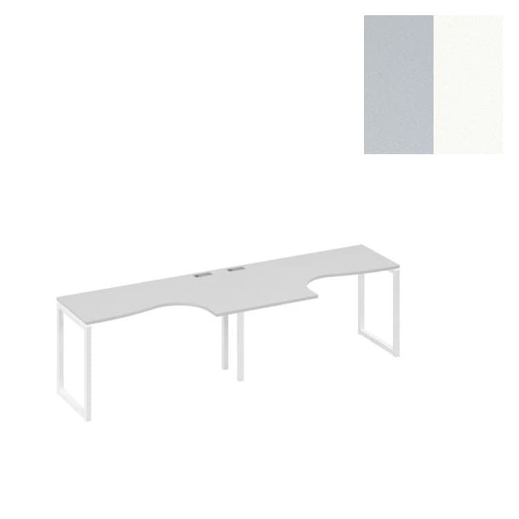 Станция столы Юнитекс А4 (2х140) Классика эргономичные опоры QUATTRO А4 Б4 033-2 СЕ (280x90x75) серый/металлокаркас белый