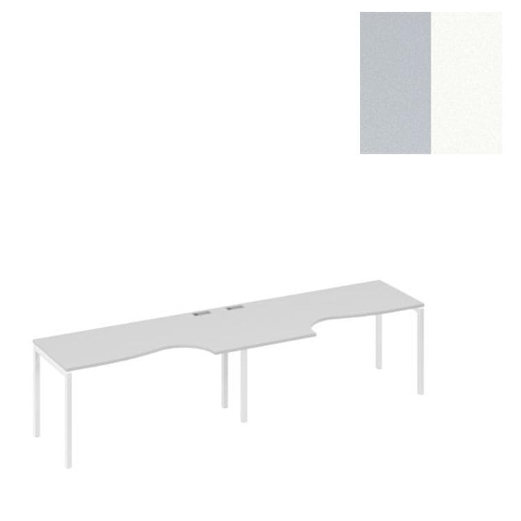 Рабочая станция Юнитекс А4 столы Классика эргономичные каркас DUE (2х160) А4 Б2 045-2 СЕ (320x90x75) серый/металлокаркас белый
