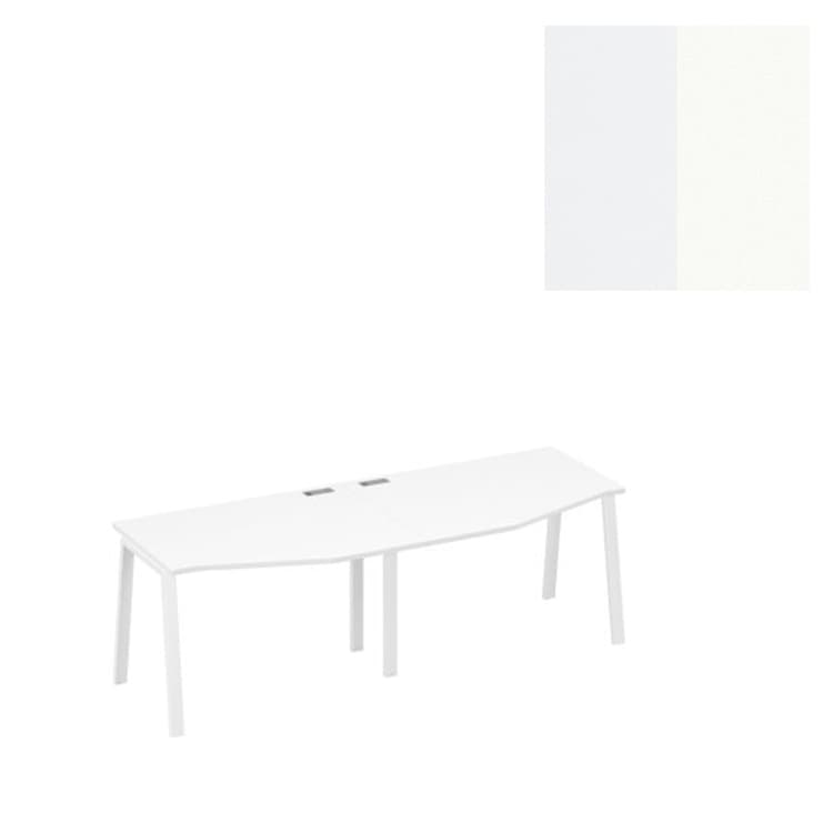 Рабочая станция Юнитекс А4 каркас TRE столы Техно (2х120) эргономичные А4 Б3 061-2 БП (240x90x75) белый премиум/металлокаркас белый