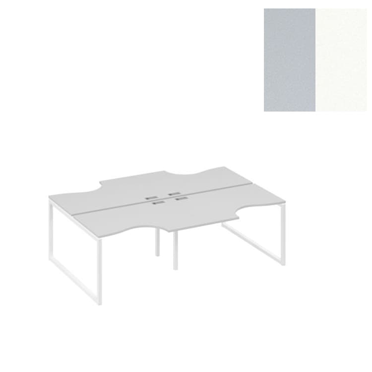 Рабочая станция Юнитекс А4 столы (4х120) Классика опоры QUATTRO А4 Б4 183-2 СЕ (240x184x75) серый/металлокаркас белый