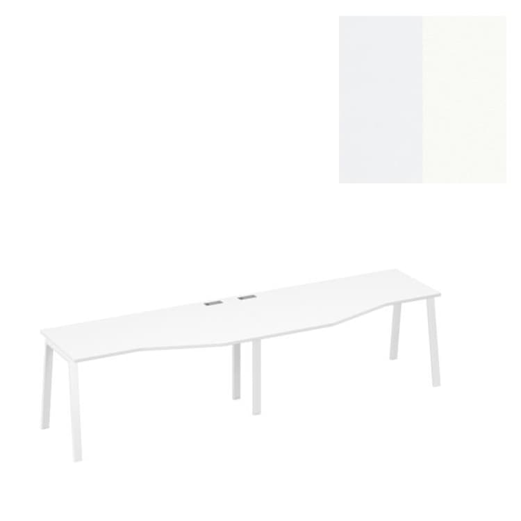 Рабочая станция Юнитекс А4 на каркасе TRE со столами Техно (2х160) А4 Б3 065-2 БП (320x90x75) белый премиум/металлокаркас белый