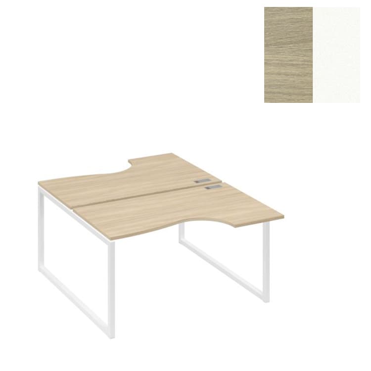 Рабочая станция Юнитекс А4 каркас QUATTRO (2х140) столы Классика А4 Б4 184 ДК (140x184x75) дуб скандинавский/металлокаркас белый