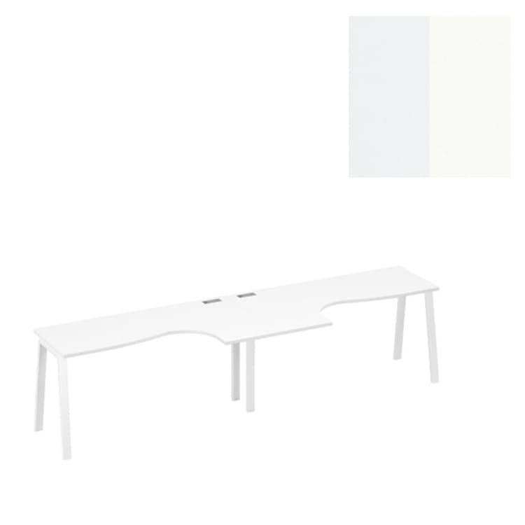 Рабочая станция металлокаркас Юнитекс А4 TRE (2х160) столы Классика А4 Б3 035-2 БП (320x90x75) белый премиум/металлокаркас белый