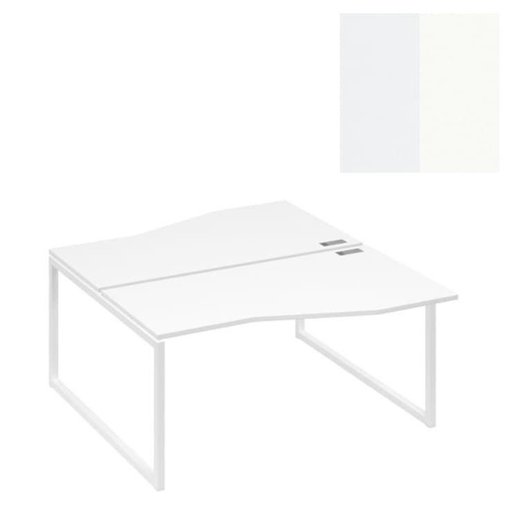 Станция каркас Юнитекс А4 QUATTRO столы (2х160) "Техно" эргономичные А4 Б4 191 БП (160x184x75) белый премиум/металлокаркас белый