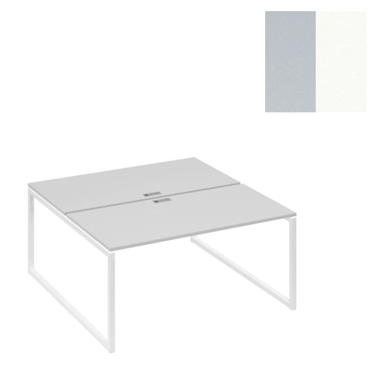 Станция Юнитекс А4 (2х160) рабочая на каркасе QUATTRO А4 Б4 178 СЕ (160x164x75) серый/металлокаркас белый