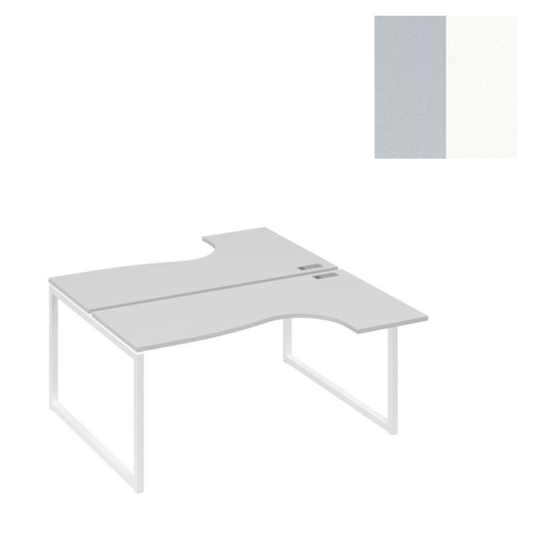 Рабочая станция Юнитекс А4 QUATTRO (2х160) столы Классика эргономичные А4 Б4 182 СЕ (160x184x75) серый/металлокаркас белый