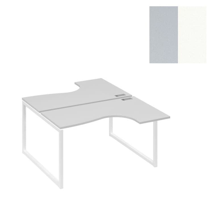 Рабочая станция Юнитекс А4 каркас QUATTRO столы Классика (2х140) А4 Б4 181 СЕ (140x184x75) серый/металлокаркас белый