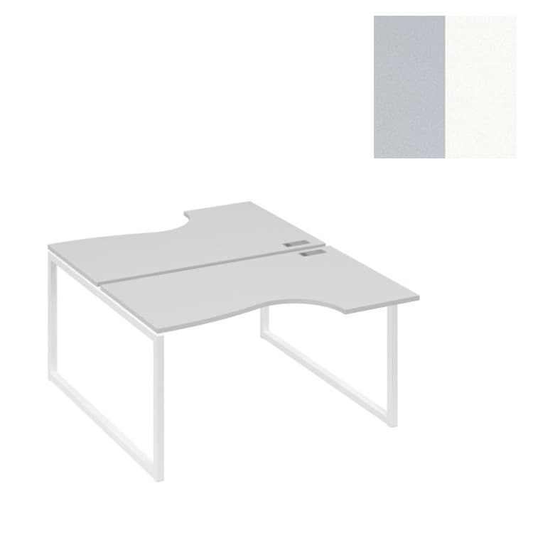 Рабочая станция Юнитекс А4 каркас QUATTRO (2х140) столы Классика А4 Б4 184 СЕ (140x184x75) серый/металлокаркас белый
