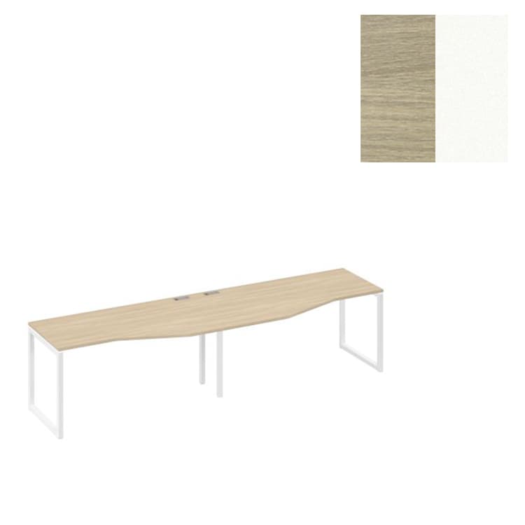 Рабочая станция Юнитекс А4 со столами Техно (2х160) на каркасе QUATTRO А4 Б4 065-2 ДК (320x90x75) дуб скандинавский/металлокаркас белый