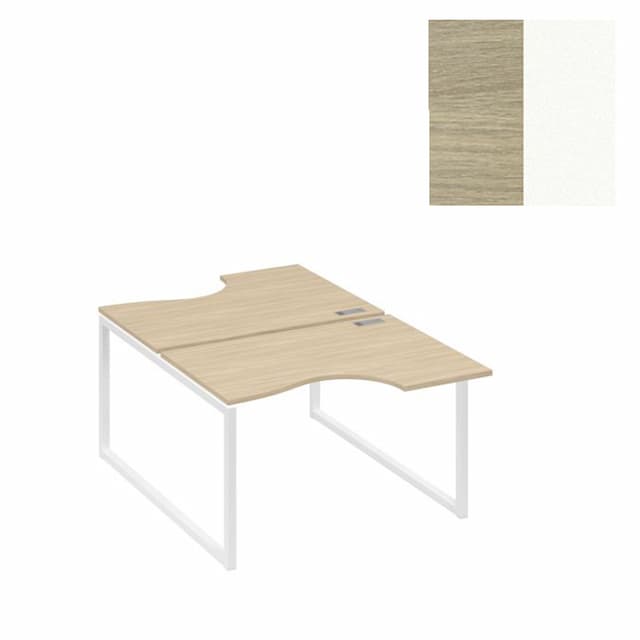 Рабочая станция Юнитекс А4 столы Классика QUATTRO (2х120) А4 Б4 183 ДК (120x184x75) дуб скандинавский/металлокаркас белый