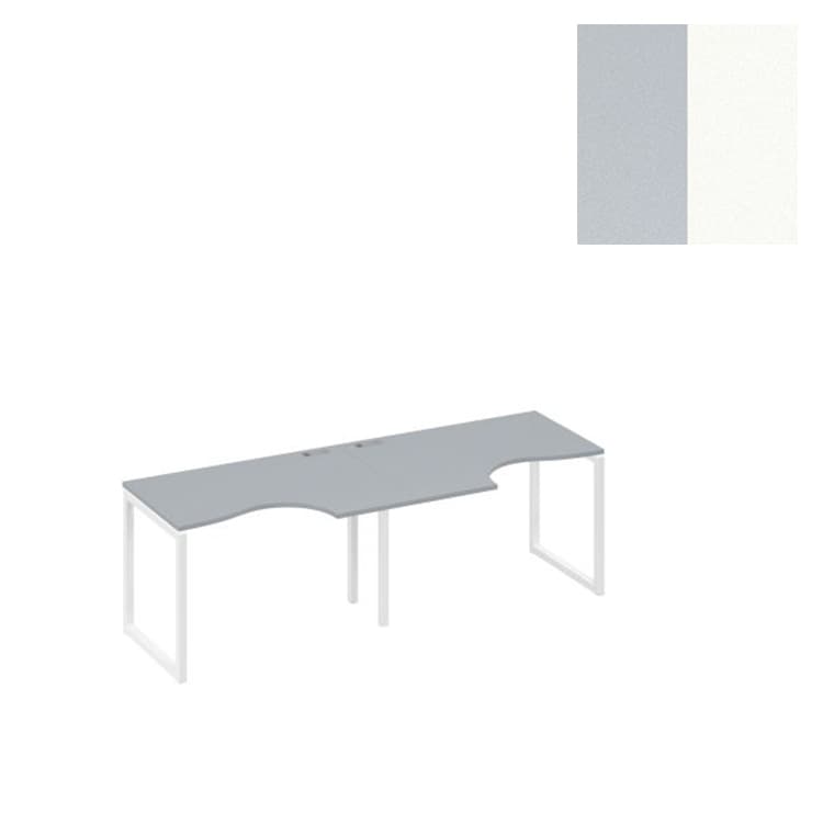 Рабочая станция Юнитекс А4 столы Классика каркас QUATTRO (2х120) А4 Б4 041-2 СЕ (240x90x75) серый/металлокаркас белый