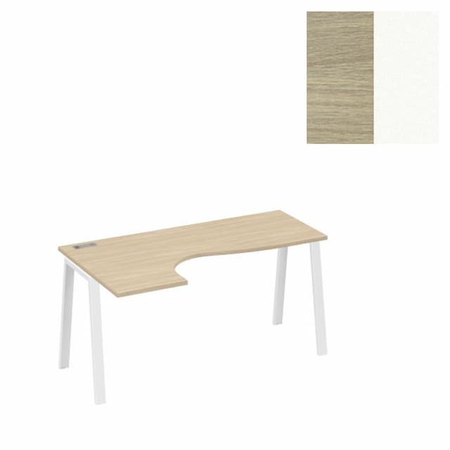 Стол эргономичный левый Юнитекс А4 "Классика" на металлокаркасе TRE А4 Б3 035 ДК (160x90x75) дуб скандинавский/металлокаркас белый