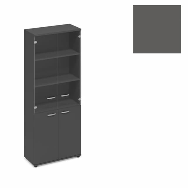 Шкаф стеклянные дверцы стенка ДСП Юнитекс А4 (78x43.4x193) А4 9390 АР антрацит премиум