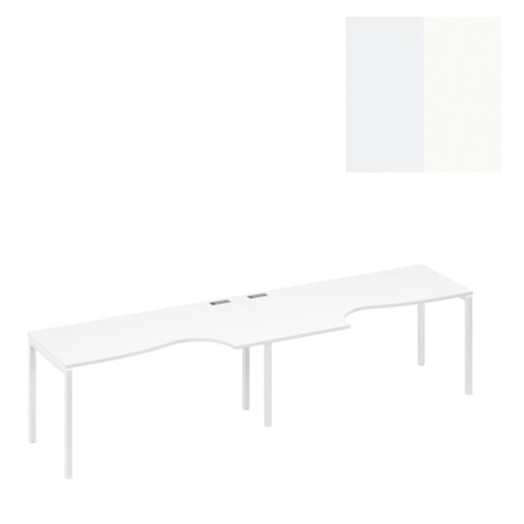 Рабочая станция столы Классика эргономичные каркас Юнитекс А4 DUE (2х160) А4 Б2 045-2 БП (320x90x75) белый премиум/металлокаркас белый