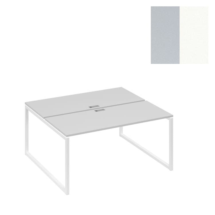 Рабочая станция Юнитекс А4 (2х160) с опорами QUATTRO А4 Б4 175 СЕ (160x144x75) серый/металлокаркас белый