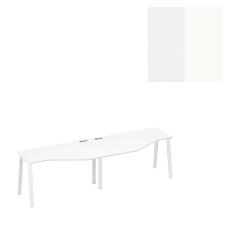 Рабочая станция столы (2х140) эргономичными Юнитекс А4 Техно каркас TRE А4 Б3 053-2 БП (280x90x75) белый премиум/металлокаркас белый