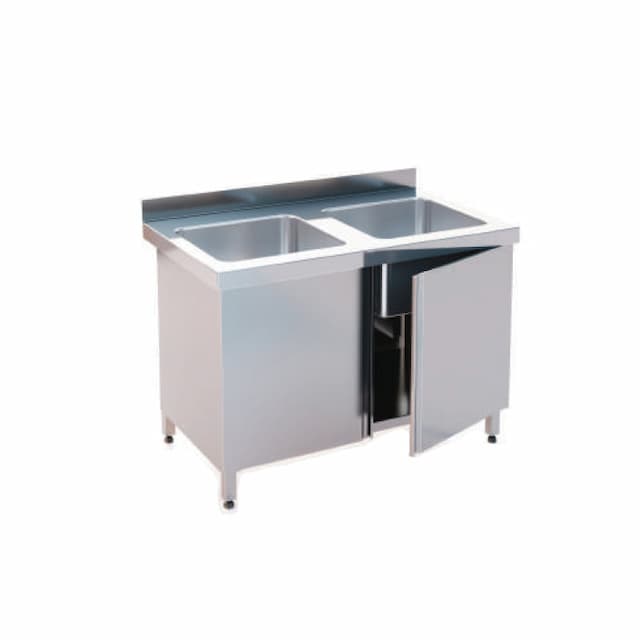 Стол закрытый с двумя ваннами Cryspi СВП Ш Р2 1100x700