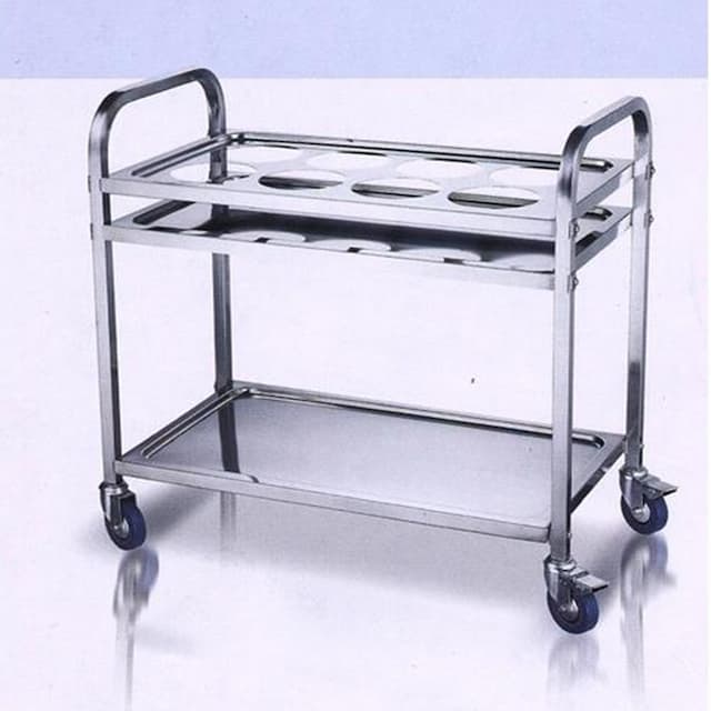 Тележка сервировочная с двумя полками Starfood, верхняя полка под бутылки