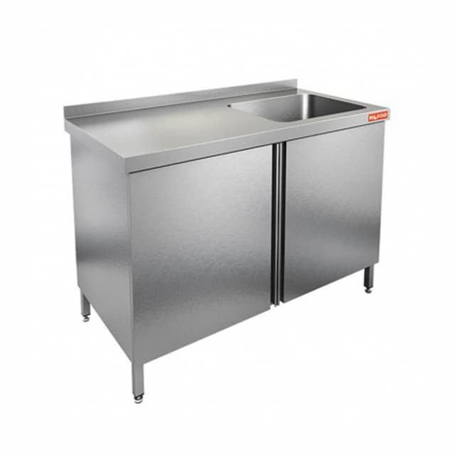 Стол производственный с распашными дверцами и моечной ванной Hicold НСЗ1М-13/7БП