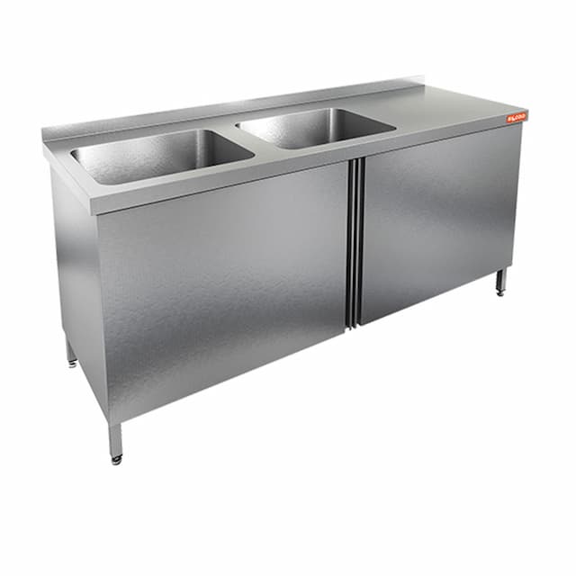 Стол производственный с распашными дверцами и моечными ваннами Hicold НСЗ2М-16/7БЛ