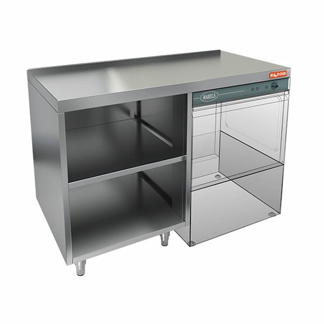 Стол закрытый с трех сторон с полкой под посудомоечную машину Hicold НБМСЗОКП-12/5П