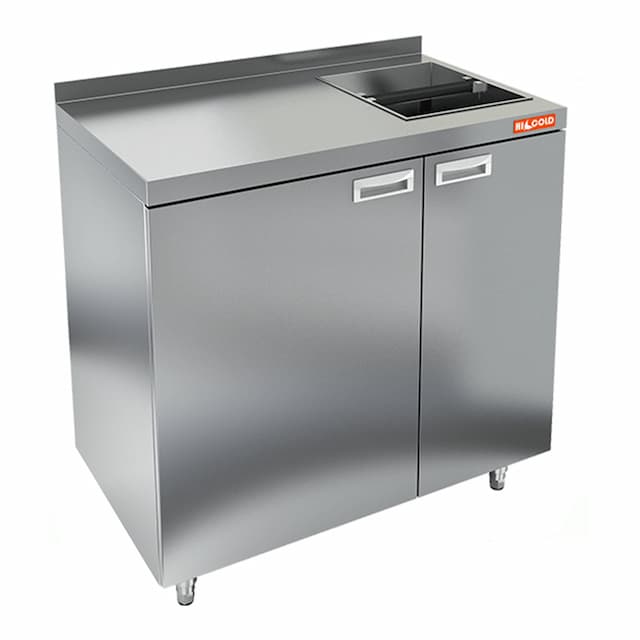 Стол для кофемашин с отверстием и бортом Hicold НБМКМО-8/7Б