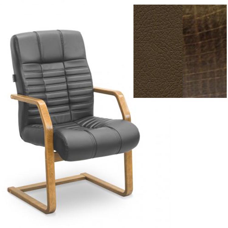 Кресло Юнитекс Атлант HSW экокожа премиум коричневая CN1116/дерево-тёмный орех аида