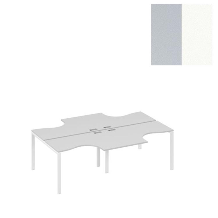 Рабочая станция Юнитекс А4 UNO столы (4х120) Классика А4 Б1 180-2 СЕ (240x184x75) серый/металлокаркас белый